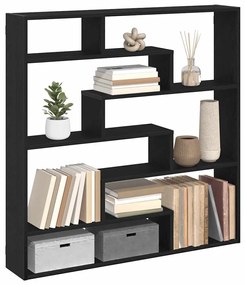 Ράφι τοίχου με κύβους 7 διαμερισμάτων Μαύρο μηχανουργικό ξύλο