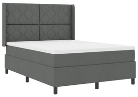 vidaXL Box Spring Κρεβάτι με Μαξιλάρι Σκούρο Γκρι 140x200 εκ. Ύφασμα