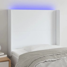 VidaXL Κεφαλάρι Κρεβατιού LED Λευκό 83x16x118/128 εκ.Συνθετ. Δέρμα