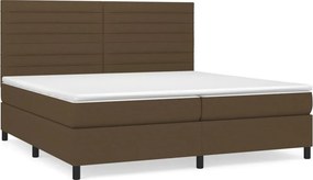 vidaXL Κρεβάτι Boxspring με Στρώμα Σκούρο Καφέ 200x200 εκ. Υφασμάτινο