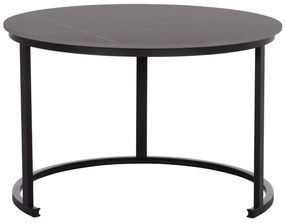 Τραπεζάκια σαλονιού TALOS Σετ 2 τμχ. Κεραμικό TOP με Όψη Μαύρου Μαρμάρου Φ70 + Φ50εκ. 70x70x45.5 εκ.