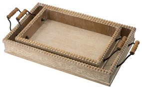 Artekko Tray Δίσκος Διακοσμητικός Ξύλινος Καφέ Σετ/2 (49x25.5x8.5)cm