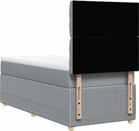 vidaXL Κρεβάτι Boxspring με Στρώμα Ανοιχτό Γκρι 90x190 εκ. Υφασμάτινο