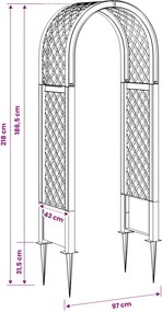 vidaXL Αψίδα Ρόδων με Ακίδες Λευκό 97 x 43 x 218 εκ. PP