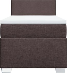 vidaXL Κρεβάτι Boxspring με Στρώμα Σκούρο Καφέ 100x200 εκ. Υφασμάτινο