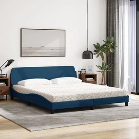 vidaXL Κρεβάτι με Στρώμα Dover Μπλε 180x200 εκ. Υφασμάτινο
