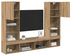 Μονάδες Τοίχου ΤV με LED 5 pcs Artisan Oak 40,5 x 30 x 102 εκ.