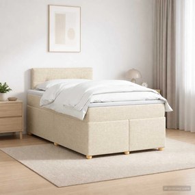 vidaXL Κρεβάτι box spring με στρώμα Κρεμ 120 x 200 cm Ύφασμα