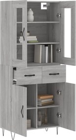 vidaXL Ντουλάπι Γκρι Sonoma 69,5 x 34 x 180 εκ. Επεξεργασμένο Ξύλο