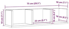 Ράφι Τοίχου για CD Τεχνίτης Δρυς 75 x 18 x 18 εκ. Μοριοσανίδα - Καφέ