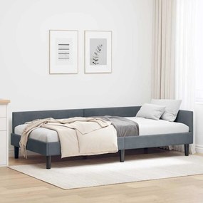 vidaXL Πλαϊνό Κρεβάτι με κεφαλάρι Σκούρο γκρι 100 x 200 cm
