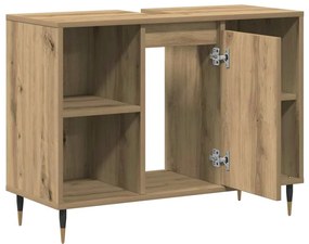 vidaXL Ντουλάπι Μπάνιου με ράφι με πόρτα artisan δρυς 80 x 33 x 60 εκ