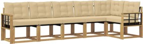 vidaXL Σειρά Καναπέ Εξωτερικού με μαξιλάρι 6 pcs Λευκό και Μπεζ