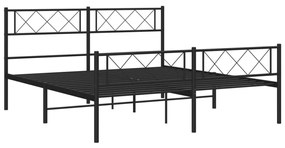Πλαίσιο Κρεβατιού με Κεφαλάρι&amp;Ποδαρικό Μαύρο 135x190εκ. Μέταλλο - Μαύρο