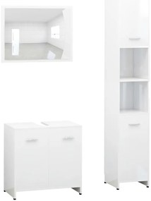 vidaXL Σετ Επίπλων Μπάνιου 3 Τεμαχίων Λευκό από Επεξ. Ξύλο