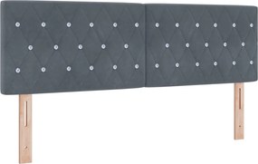 vidaXL Κρεβάτι Box Spring με Στρώμα και LED Σκούρο Γκρι 160 x 200 cm