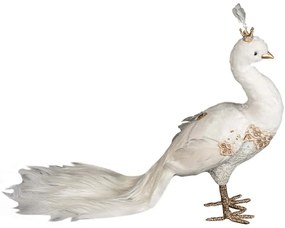 Χριστουγεννιάτικη Διακοσμητική Φιγούρα Παγώνι 23732 52x20x33cm White-Gold