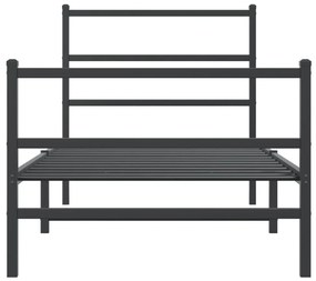 Πλαίσιο Κρεβατιού με Κεφαλάρι/Ποδαρικό Μαύρο 90x200 εκ. Μέταλλο - Μαύρο