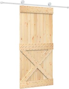 vidaXL Συρόμενη Πόρτα Φυσικό και Λευκό 95 x 210 cm