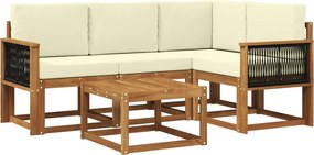 vidaXL Σειρά Καναπέ Εξωτερικού 5 pcs Φυσικό και Κρέμα Πολυεστέρας