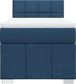 vidaXL Κρεβάτι Boxspring με Στρώμα Μπλε 100 x 200 εκ. Υφασμάτινο