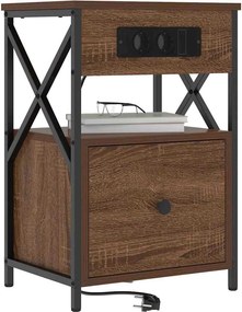 vidaXL Κομοδίνο 2 pcs Καφέ δρυς 40 x 31 x 60 εκ. Επεξεργασμένο ξύλο