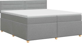 vidaXL Κρεβάτι box spring με στρώμα Ανοιχτό γκρι 200 x 200 cm Ύφασμα