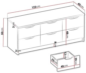 Σιφονιέρα Bristol 157, Άσπρο, Με συρτάρια, Αριθμός συρταριών: 6, 50x122x40cm, 18 kg | Epipla1.gr