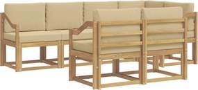 vidaXL Σειρά Καναπέ Εξωτερικού 7 pcs Λευκό και Μπεζ Πολυεστέρας