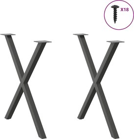 vidaXL Πόδια Τραπεζαρίας σε Σχήμα Χ 2 τεμ. Ανθρακί 80x(72-73) εκ. Ατσάλι