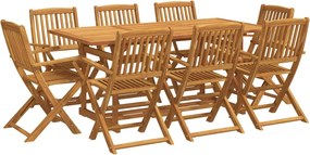 vidaXL Σετ Τραπεζαρίας Κήπου 9 Τεμαχίων 180x90x75 εκ. Μασίφ Ακακία