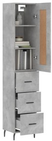 vidaXL Ντουλάπι Γκρι Σκυροδέματος 34,5x34x180 εκ. Επεξεργασμένο Ξύλο