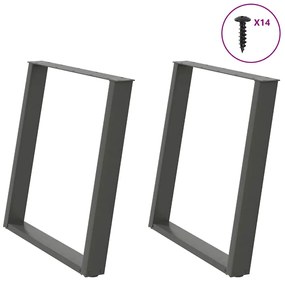 vidaXL Πόδια Τραπεζαρίας σε Σχήμα U 2 τεμ. Ανθρακί 80x(72-73) εκ. Ατσάλι