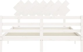 vidaXL Πλαίσιο Κρεβατιού με Κεφαλάρι Λευκό Μασίφ Ξύλο King Size