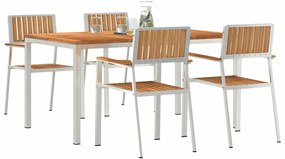 vidaXL Σετ Εξωτερικής Τραπέζης 5 pcs Καφέ Στερεό Ξύλο Τίκ