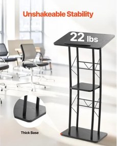 VEVOR Podium Stand 47 in Curved Metal Lectern Storage Shelf Classroom Wedding