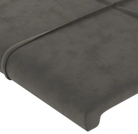 Κεφαλάρι με Πτερύγια Σκούρο Γκρι 183x16x118/128 εκ. Βελούδινο - Γκρι