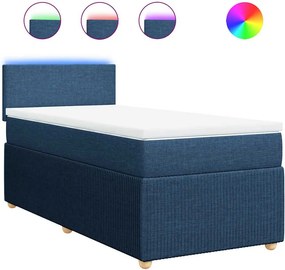vidaXL Κρεβάτι Boxspring με Στρώμα Μπλε 80x200 εκ. Υφασμάτινο