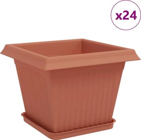 vidaXL Γλάστρες φυτών 24 τμχ. Κεραμιδί Πλαστικό