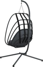 vidaXL Κρεμαστή Πολυθρόνα Αυγού με Βάση από Ανθρακί Ατσάλι