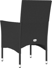 vidaXL Καρέκλες Κήπου 2 τεμ. Μαύρες από Συνθετικό Ρατάν με Μαξιλάρια