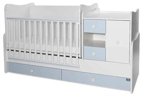 Πολυμορφικό βρεφικό κρεβάτι Mini Max  White + Baby Blue 10150500039A Lorelli