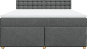 vidaXL Κρεβάτι Boxspring με Στρώμα Σκούρο Γκρι 180x200 εκ Υφασμάτιν