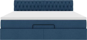 vidaXL Οθωμανικό κρεβάτι με στρώμα μπλε 160x200cm ύφασμα