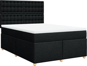 vidaXL Κρεβάτι Boxspring με Στρώμα Μαύρο 140x190 εκ. Υφασμάτινο