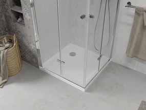 Mexen Lima Διπλή πτυσσόμενη καμπίνα ντους 90 x 90 cm, διάφανη, χρώμιο + επίπεδη