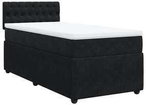 vidaXL Κρεβάτι Boxspring με Στρώμα Μαύρο 80 x 200 εκ. Βελούδινο