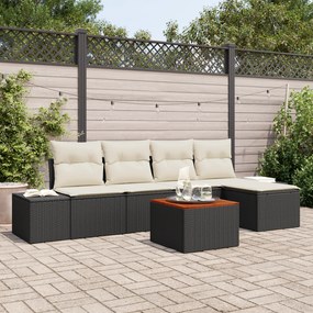 vidaXL Σετ Καναπέ Κήπου 6 pcs Μαύρος, λευκός