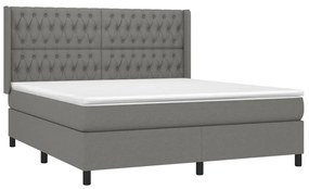 Κρεβάτι Boxspring με Στρώμα Σκούρο Γκρι 180x200 εκ Υφασμάτιν - Γκρι