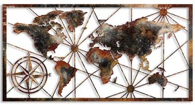 Διακοσμητικό Τοίχου World Map 891TNL2426 120cm Rust Wallity Metal